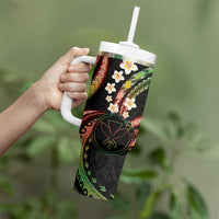 Hawaii Map Kanaka Maoli Tumbler With Handle Fantastic Frangipani Reggae LT01 - Polynesian Pride