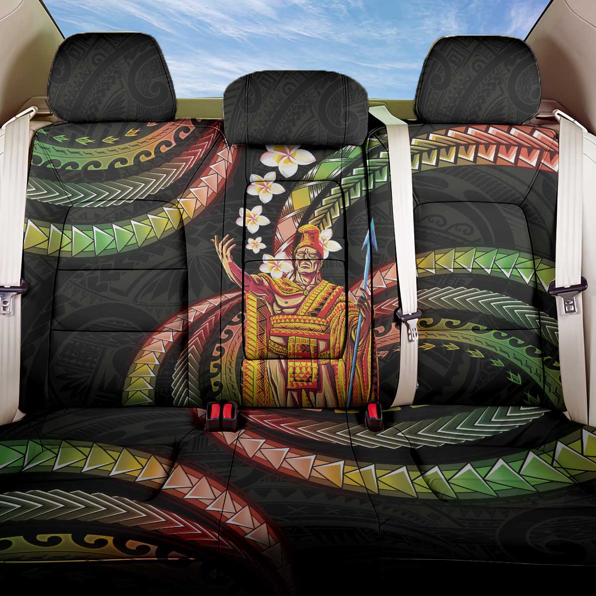 Hawaii King Kamehameha Back Car Seat Cover Fantastic Plumeria Reggae LT01 One Size Reggae - Polynesian Pride