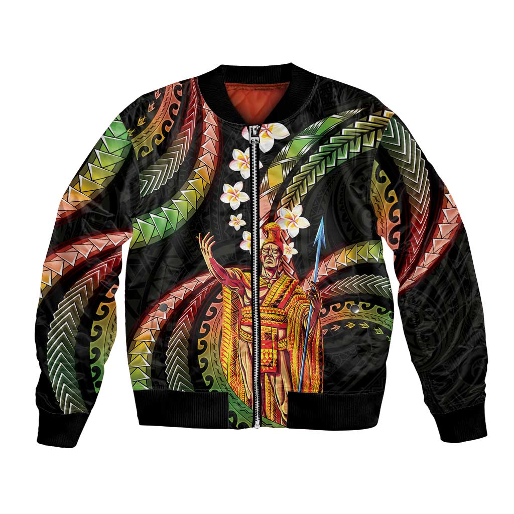 Hawaii King Kamehameha Bomber Jacket Fantastic Plumeria Reggae LT01 Unisex Reggae - Polynesian Pride
