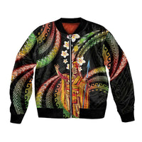 Hawaii King Kamehameha Bomber Jacket Fantastic Plumeria Reggae LT01 Unisex Reggae - Polynesian Pride