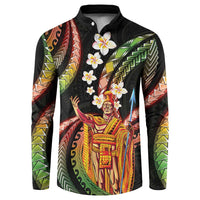 Hawaii King Kamehameha Button Sweatshirt Fantastic Plumeria Reggae LT01 Reggae - Polynesian Pride