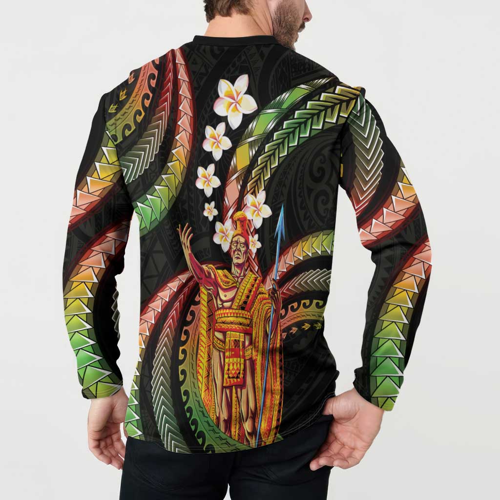 Hawaii King Kamehameha Button Sweatshirt Fantastic Plumeria Reggae LT01 - Polynesian Pride