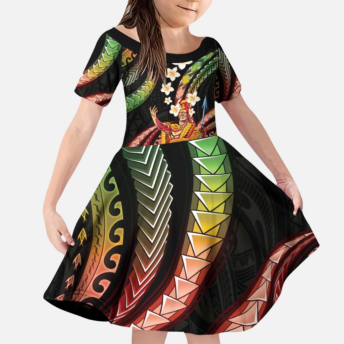Hawaii King Kamehameha Kid Short Sleeve Dress Fantastic Plumeria Reggae LT01 KID Reggae - Polynesian Pride