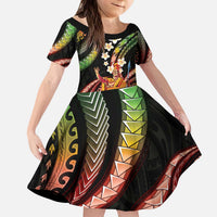 Hawaii King Kamehameha Kid Short Sleeve Dress Fantastic Plumeria Reggae LT01 KID Reggae - Polynesian Pride