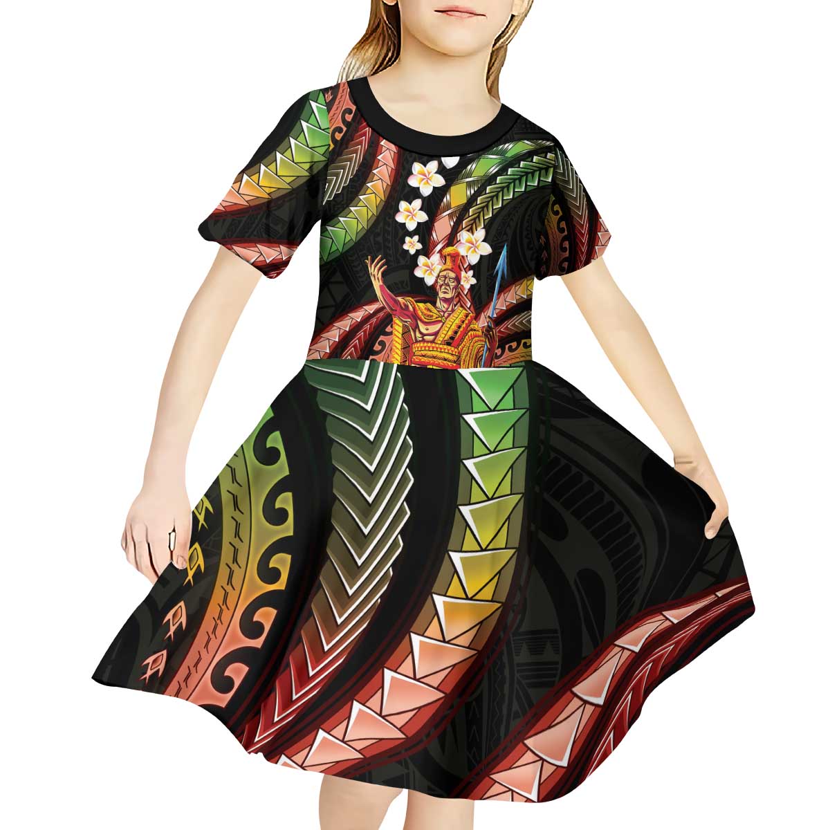 Hawaii King Kamehameha Kid Short Sleeve Dress Fantastic Plumeria Reggae LT01 - Polynesian Pride