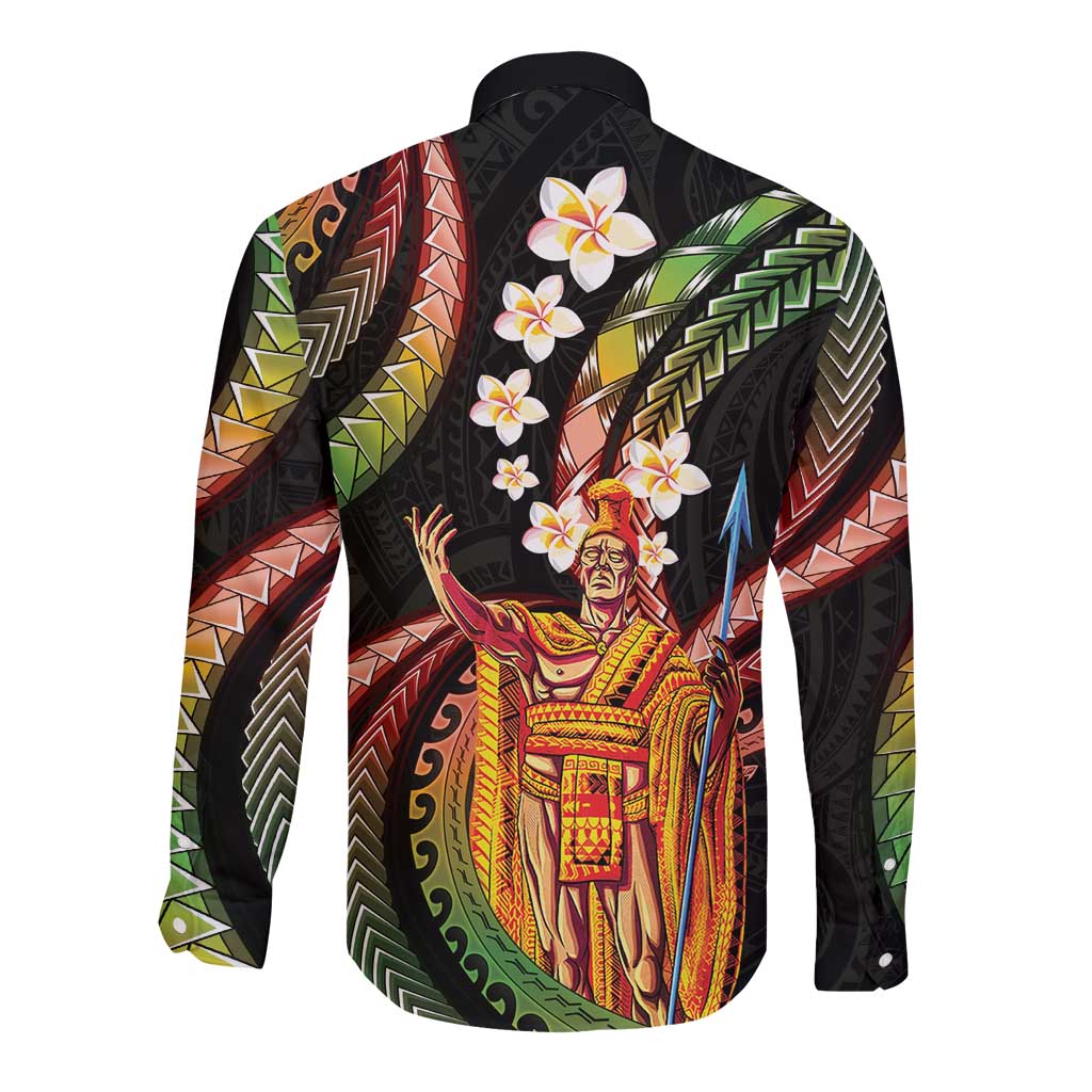 Hawaii King Kamehameha Long Sleeve Button Shirt Fantastic Plumeria Reggae LT01 - Polynesian Pride