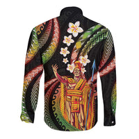 Hawaii King Kamehameha Long Sleeve Button Shirt Fantastic Plumeria Reggae LT01 - Polynesian Pride