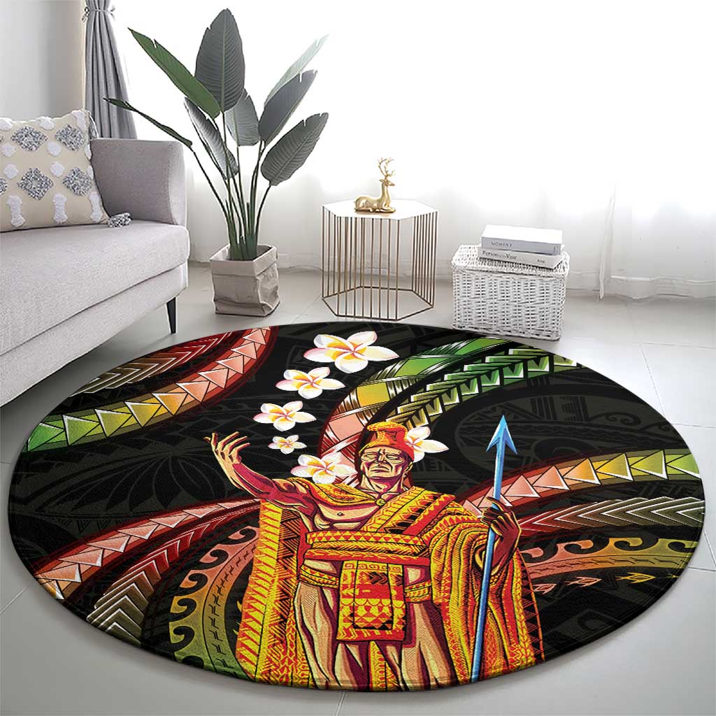 Hawaii King Kamehameha Round Carpet Fantastic Plumeria Reggae LT01 - Polynesian Pride