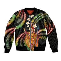 Hawaii King Kamehameha Sleeve Zip Bomber Jacket Fantastic Plumeria Reggae LT01 Unisex Reggae - Polynesian Pride