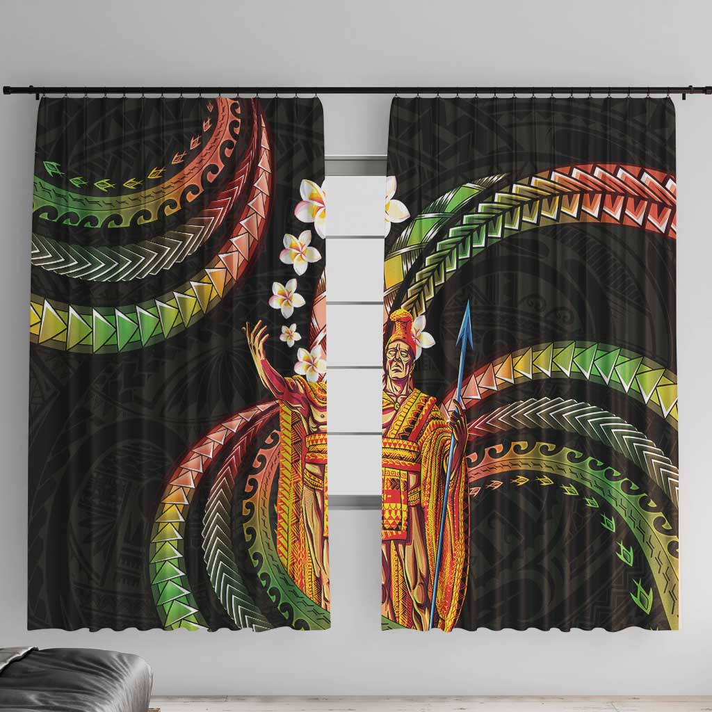 Hawaii King Kamehameha Window Curtain Fantastic Plumeria Reggae LT01 With Hooks Reggae - Polynesian Pride