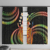 Hawaii King Kamehameha Window Curtain Fantastic Plumeria Reggae LT01 With Hooks Reggae - Polynesian Pride