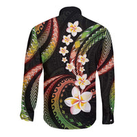 Hawaii Plumeria Reggae Long Sleeve Button Shirt Polynesian Pattern LT01 - Polynesian Pride