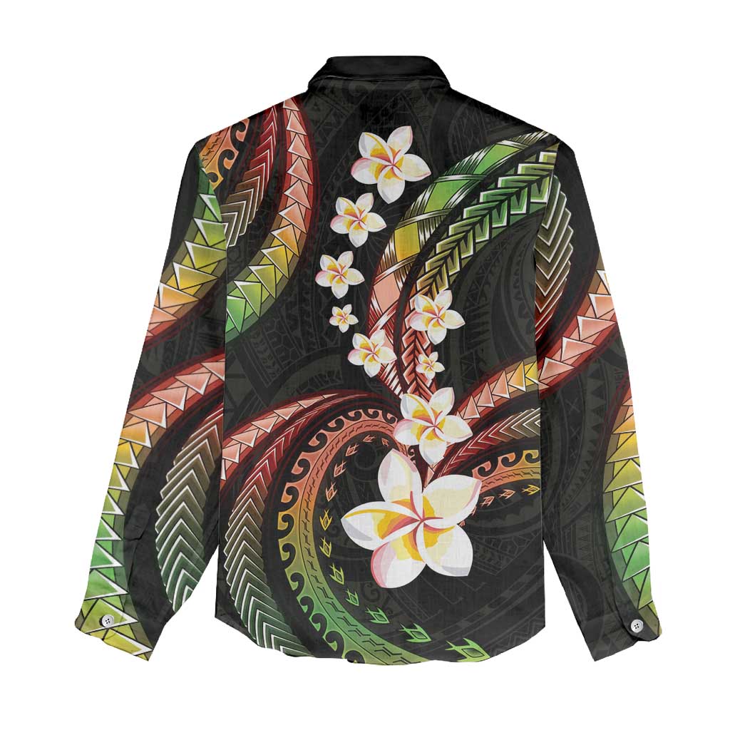 Hawaii Plumeria Reggae Women Casual Shirt Polynesian Pattern LT01 - Polynesian Pride