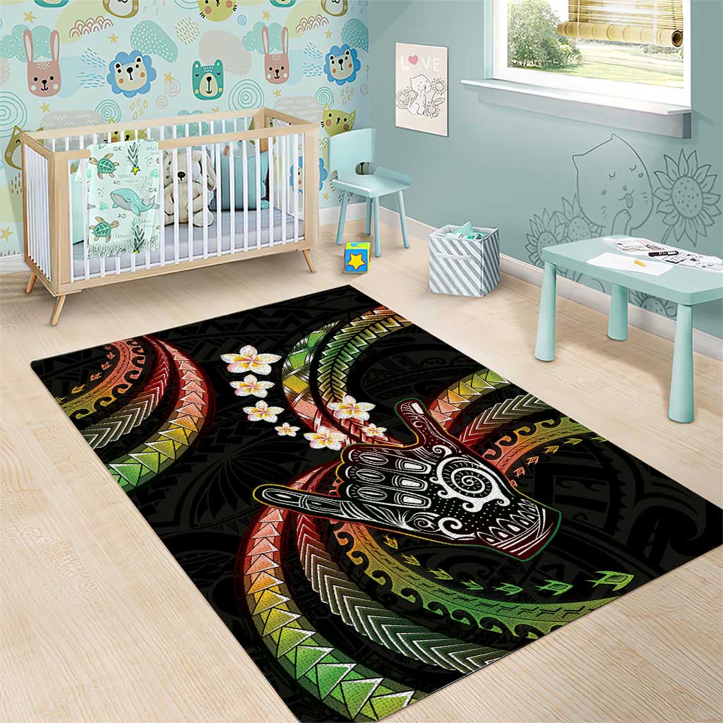 Hawaii Shaka Sign Area Rug Fantastic Frangipani Reggae LT01 - Polynesian Pride