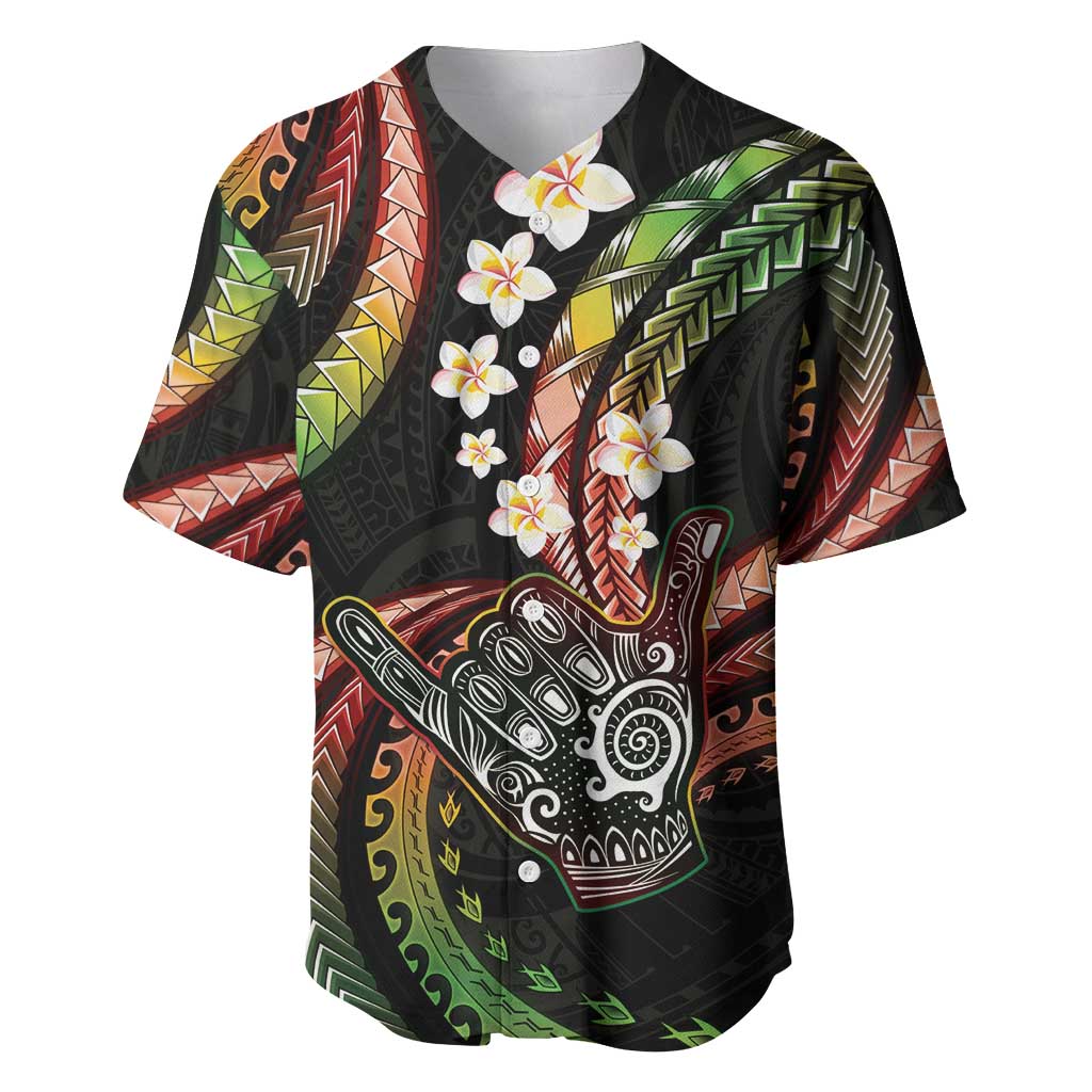 Hawaii Shaka Sign Baseball Jersey Fantastic Frangipani Reggae LT01 Reggae - Polynesian Pride