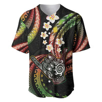 Hawaii Shaka Sign Baseball Jersey Fantastic Frangipani Reggae LT01 Reggae - Polynesian Pride