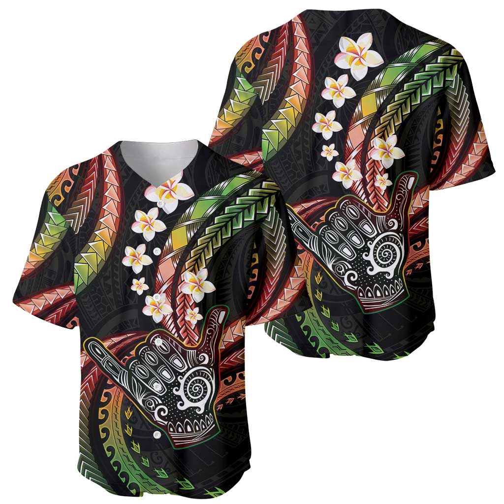 Hawaii Shaka Sign Baseball Jersey Fantastic Frangipani Reggae LT01 - Polynesian Pride