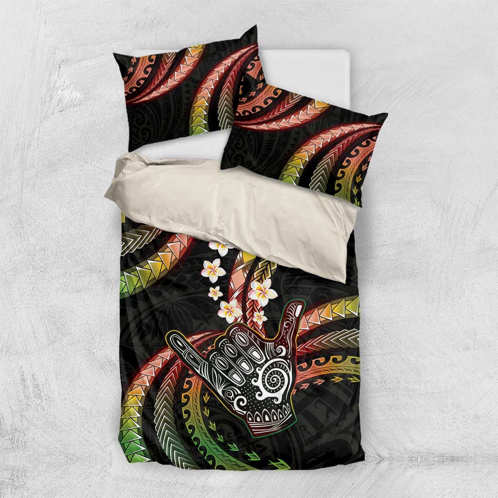 Hawaii Shaka Sign Bedding Set Fantastic Frangipani Reggae LT01 US Twin 172cm x 218cm Reggae - Polynesian Pride