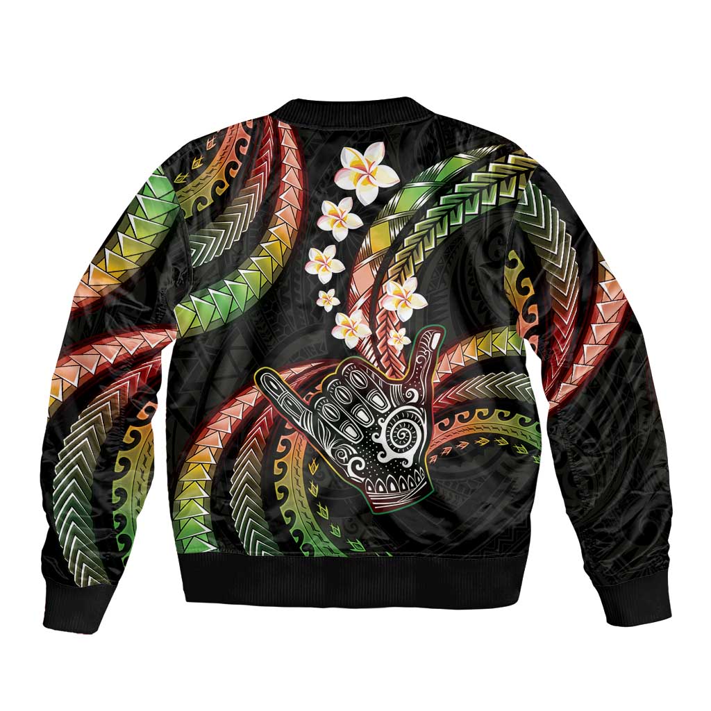 Hawaii Shaka Sign Bomber Jacket Fantastic Frangipani Reggae LT01 - Polynesian Pride