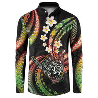 Hawaii Shaka Sign Button Sweatshirt Fantastic Frangipani Reggae LT01 Reggae - Polynesian Pride