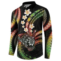 Hawaii Shaka Sign Button Sweatshirt Fantastic Frangipani Reggae LT01 - Polynesian Pride