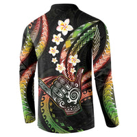 Hawaii Shaka Sign Button Sweatshirt Fantastic Frangipani Reggae LT01 - Polynesian Pride