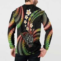 Hawaii Shaka Sign Button Sweatshirt Fantastic Frangipani Reggae LT01 - Polynesian Pride