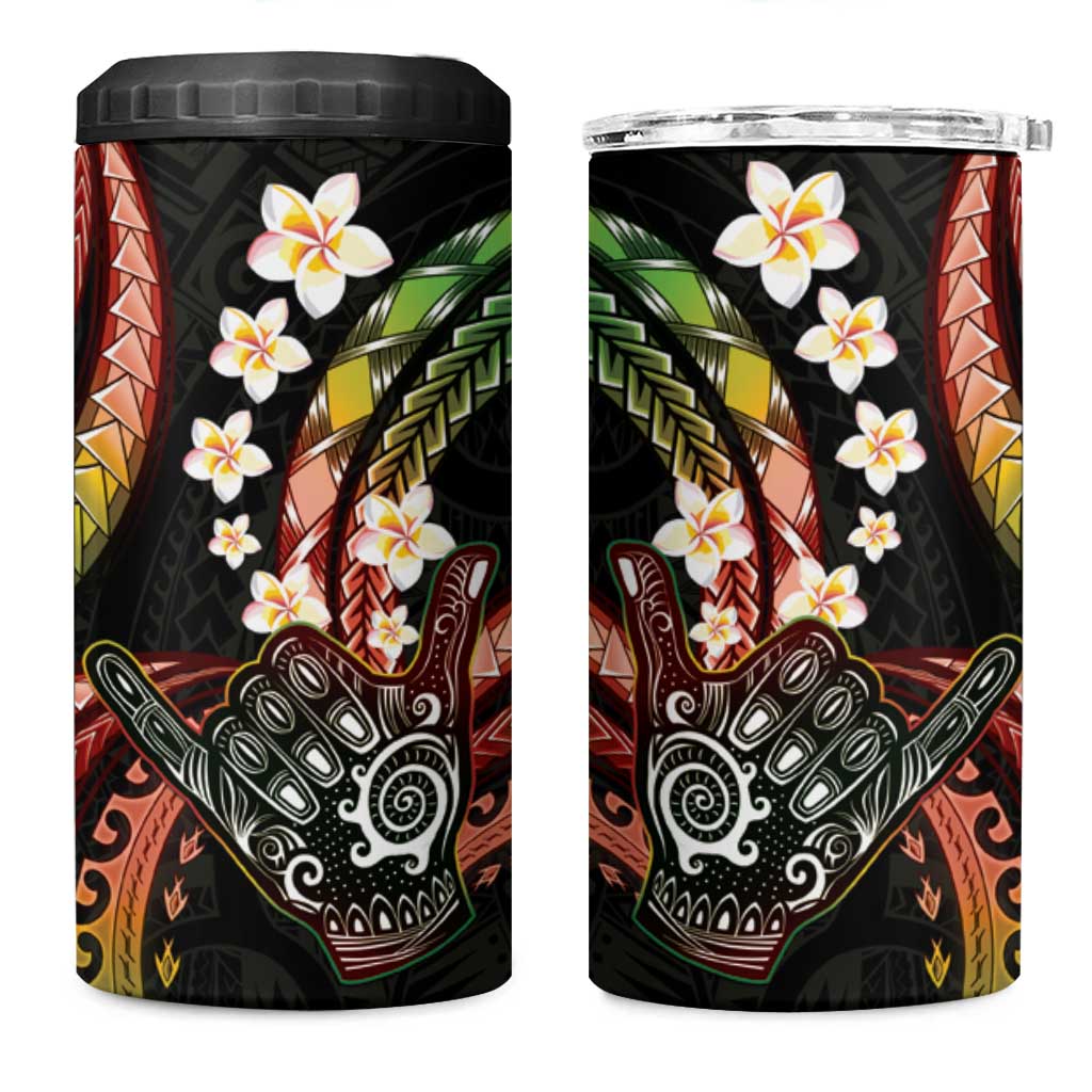 Hawaii Shaka Sign 4 in 1 Can Cooler Tumbler Fantastic Frangipani Reggae LT01 One Size: 16 oz Reggae - Polynesian Pride
