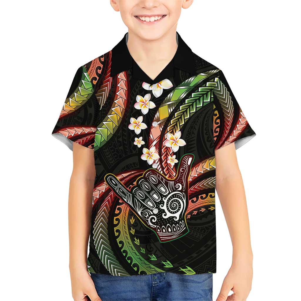 Hawaii Shaka Sign Kid Hawaiian Shirt Fantastic Frangipani Reggae LT01 Kid Reggae - Polynesian Pride