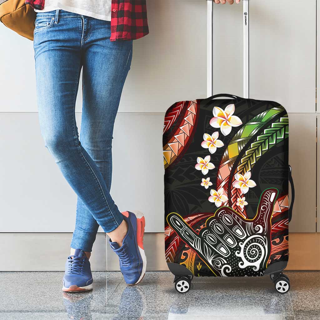 Hawaii Shaka Sign Luggage Cover Fantastic Frangipani Reggae LT01 - Polynesian Pride