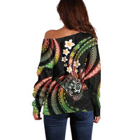 Hawaii Shaka Sign Off Shoulder Sweater Fantastic Frangipani Reggae LT01 - Polynesian Pride