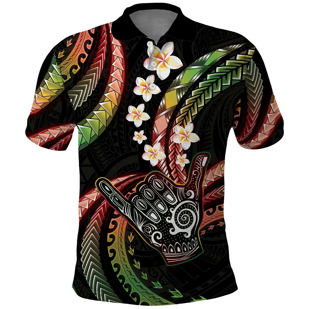 Hawaii Shaka Sign Polo Shirt Fantastic Frangipani Reggae LT01 Reggae - Polynesian Pride