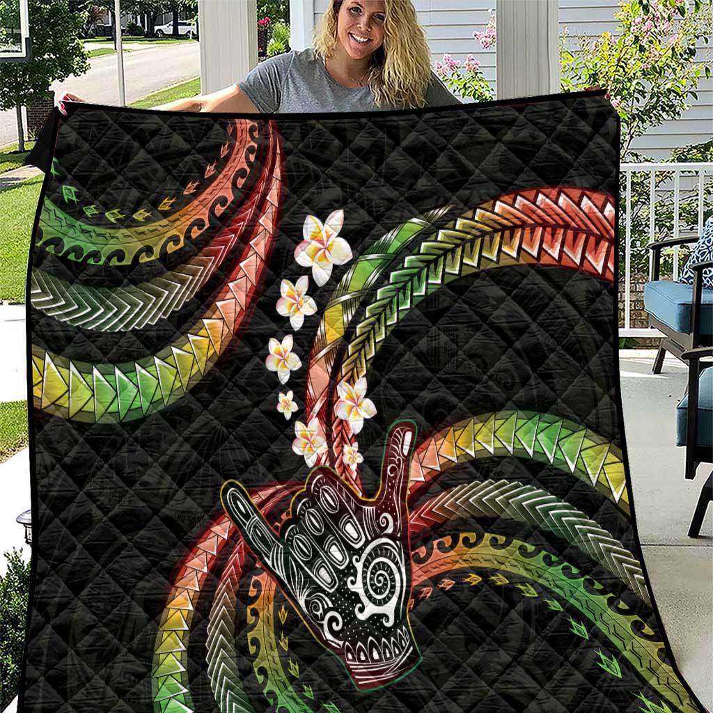 Hawaii Shaka Sign Quilt Fantastic Frangipani Reggae LT01 Reggae - Polynesian Pride