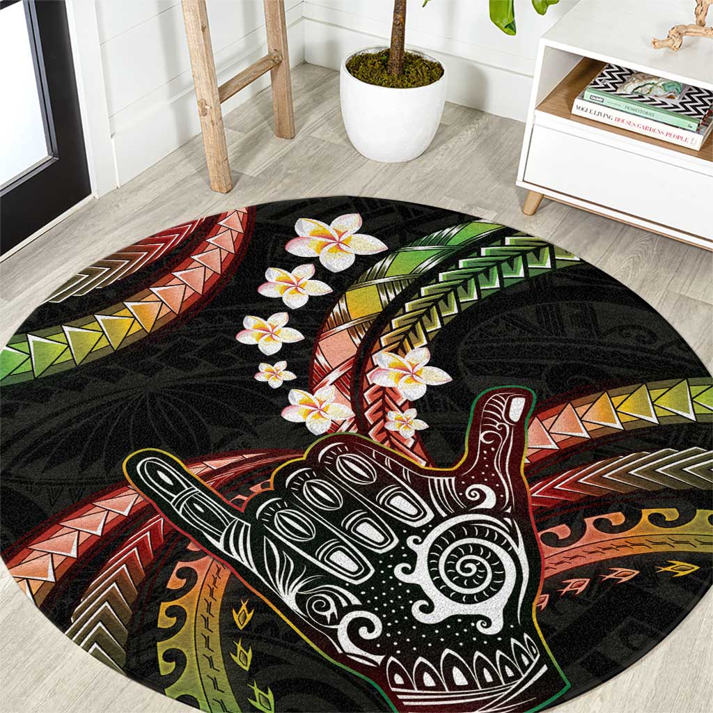 Hawaii Shaka Sign Round Carpet Fantastic Frangipani Reggae LT01 Reggae - Polynesian Pride