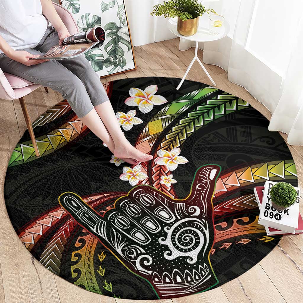 Hawaii Shaka Sign Round Carpet Fantastic Frangipani Reggae LT01 - Polynesian Pride