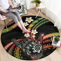 Hawaii Shaka Sign Round Carpet Fantastic Frangipani Reggae LT01 - Polynesian Pride
