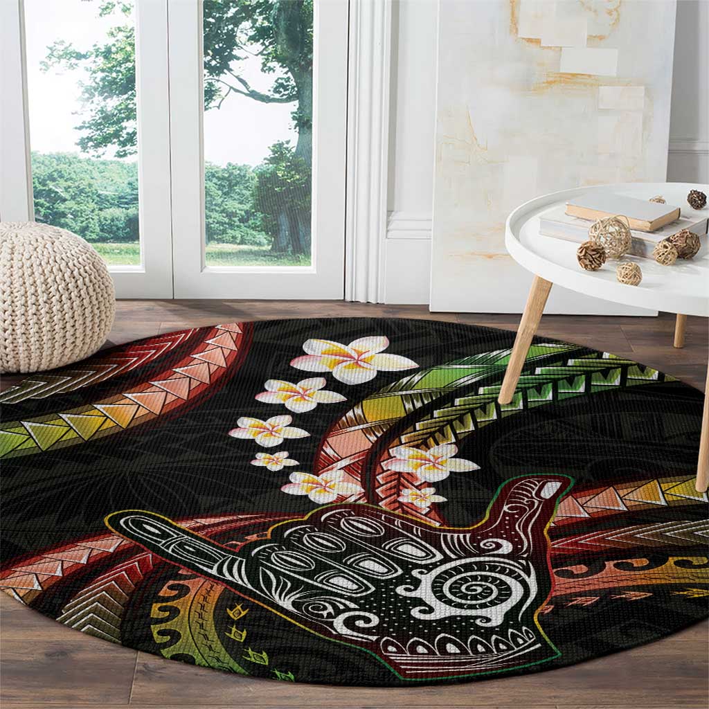 Hawaii Shaka Sign Round Carpet Fantastic Frangipani Reggae LT01 - Polynesian Pride