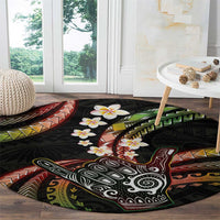 Hawaii Shaka Sign Round Carpet Fantastic Frangipani Reggae LT01 - Polynesian Pride