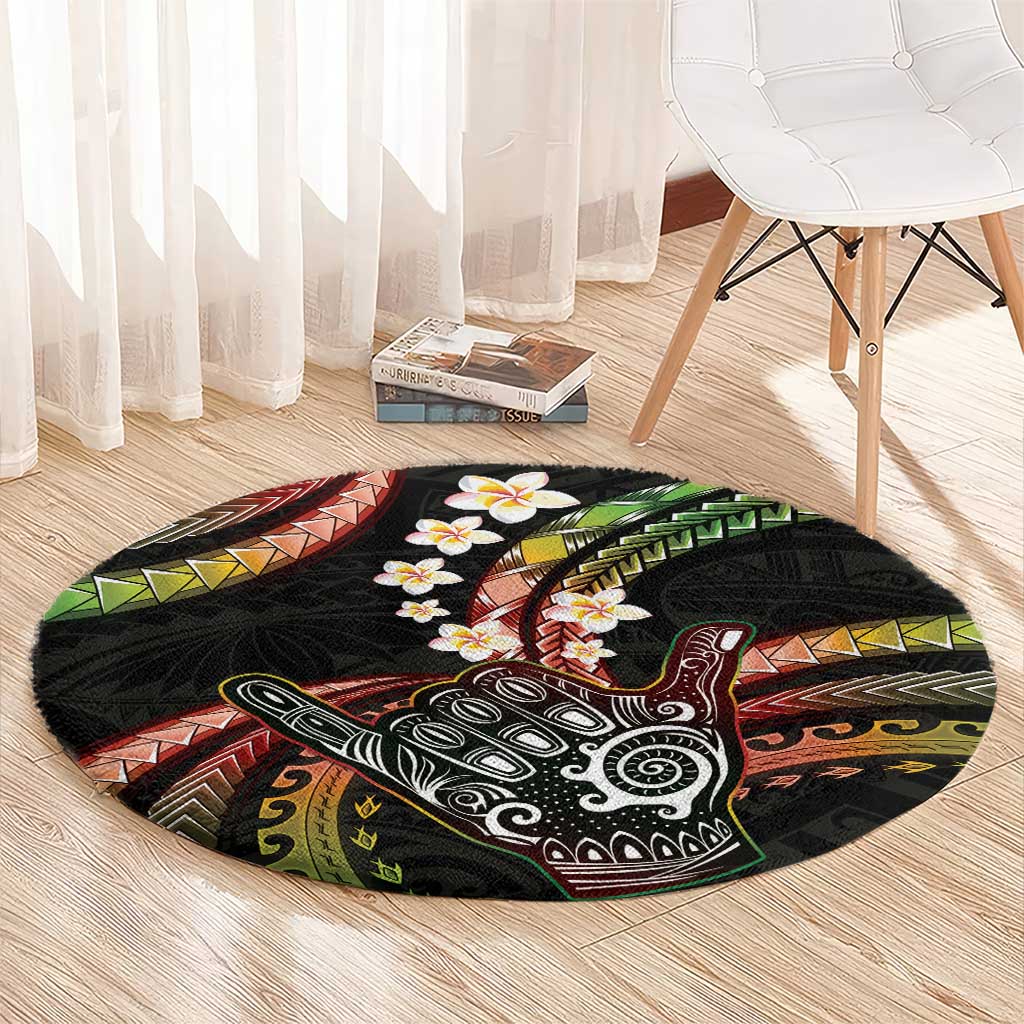 Hawaii Shaka Sign Round Carpet Fantastic Frangipani Reggae LT01 - Polynesian Pride