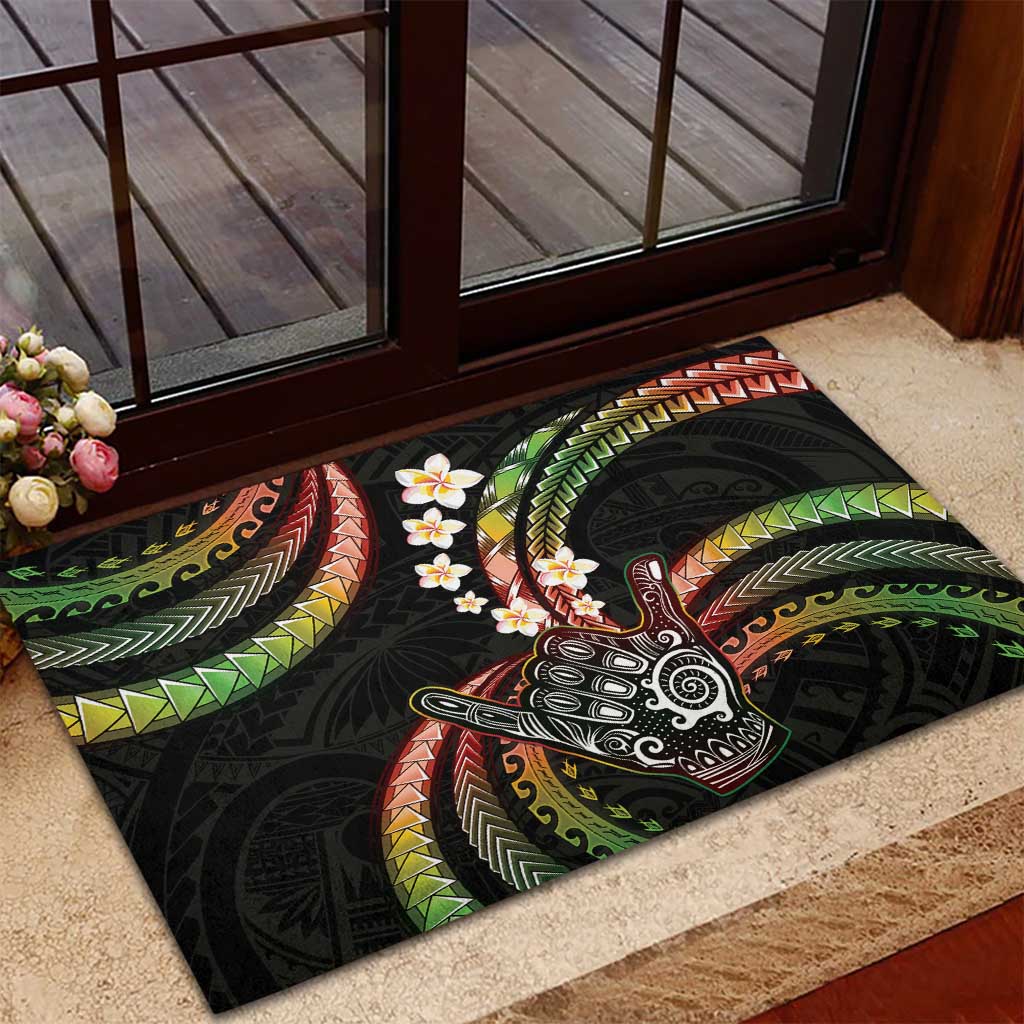 Hawaii Shaka Sign Rubber Doormat Fantastic Frangipani Reggae LT01 - Polynesian Pride