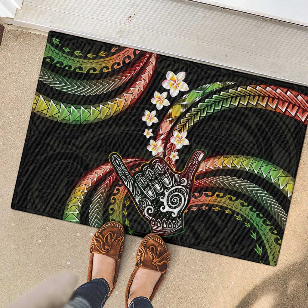 Hawaii Shaka Sign Rubber Doormat Fantastic Frangipani Reggae LT01 - Polynesian Pride