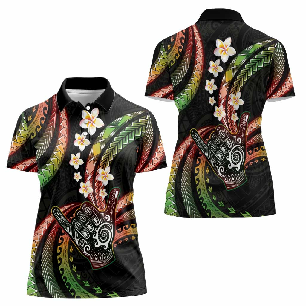Hawaii Shaka Sign Women Polo Shirt Fantastic Frangipani Reggae LT01 - Polynesian Pride