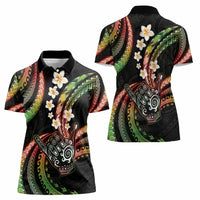Hawaii Shaka Sign Women Polo Shirt Fantastic Frangipani Reggae LT01 - Polynesian Pride
