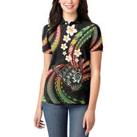 Hawaii Shaka Sign Women Polo Shirt Fantastic Frangipani Reggae LT01 - Polynesian Pride