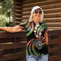 Hawaii Shaka Sign Women Polo Shirt Fantastic Frangipani Reggae LT01 - Polynesian Pride