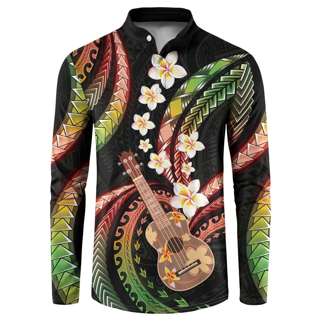 Hawaiian Ukulele Button Sweatshirt Jawaiian Fantastic Plumeria LT01 Reggae - Polynesian Pride