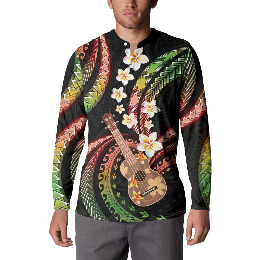 Hawaiian Ukulele Button Sweatshirt Jawaiian Fantastic Plumeria LT01 - Polynesian Pride