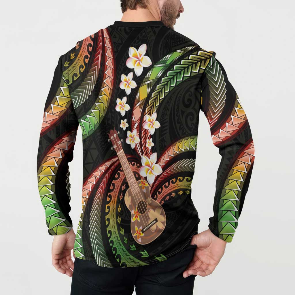 Hawaiian Ukulele Button Sweatshirt Jawaiian Fantastic Plumeria LT01 - Polynesian Pride