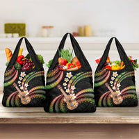 Hawaiian Ukulele Grocery Bag Jawaiian Fantastic Plumeria LT01 3-pack One Size Reggae - Polynesian Pride