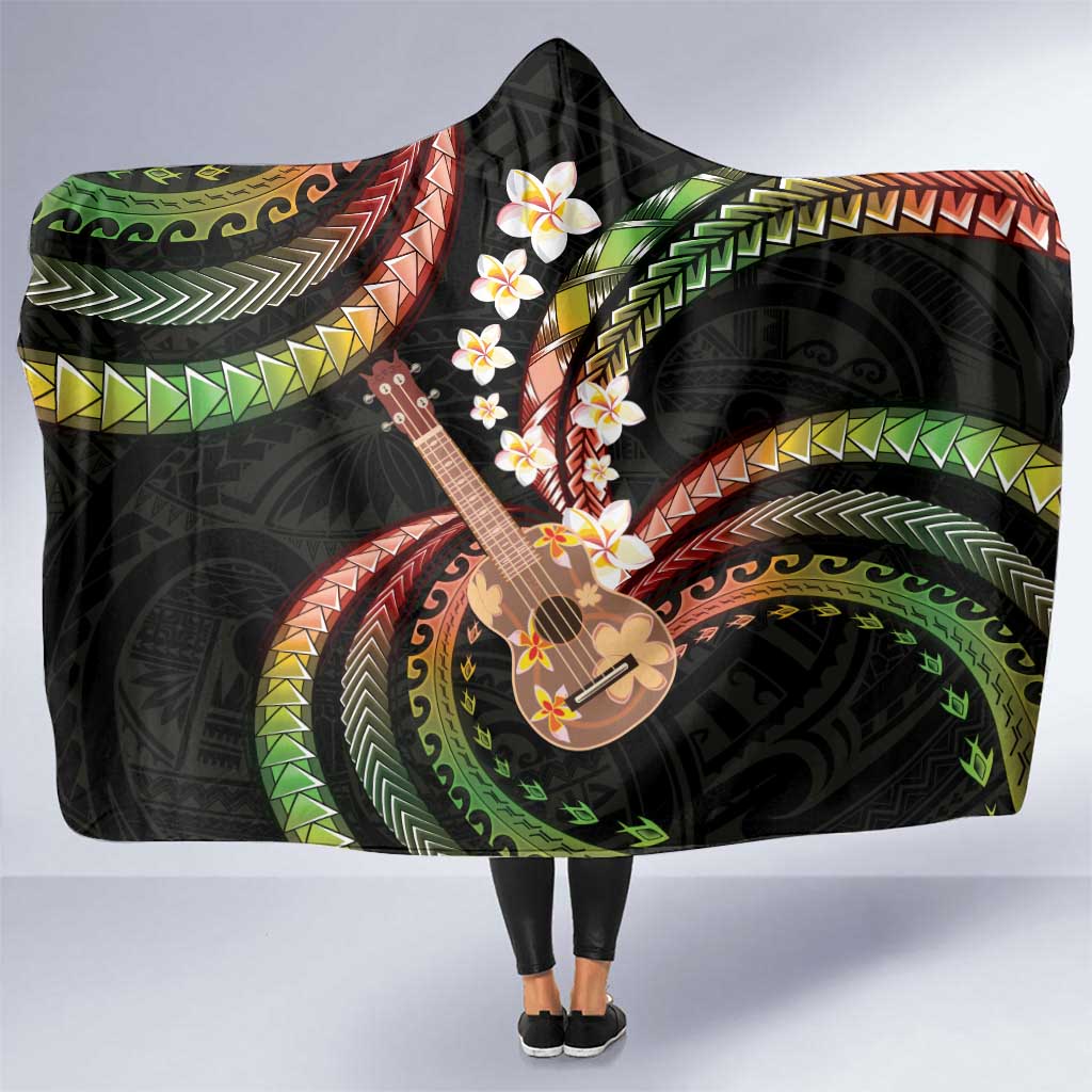 Hawaiian Ukulele Hooded Blanket Jawaiian Fantastic Plumeria LT01 One Size Reggae - Polynesian Pride
